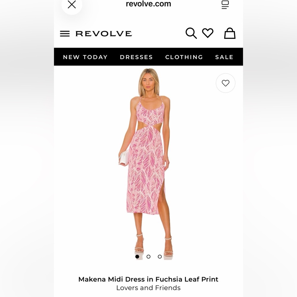 REVOLVE Pink Leaf Print Midi Dress